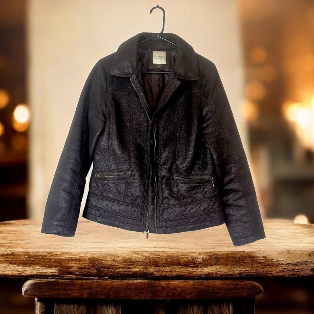 Sonoma Women’s Deep Brown Front Zipper Jacket - Picture 1 of 8